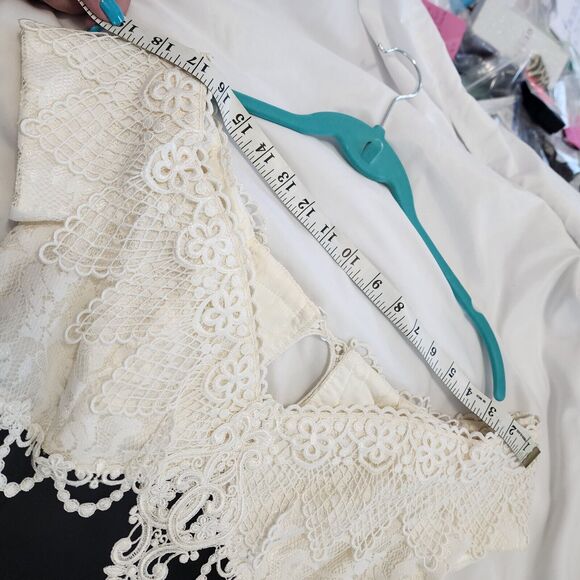 Jessica McClintock Gown Black Cream Empire Lace Cut Out Formal Prom Long 12 Vtg - Picture 14 of 16